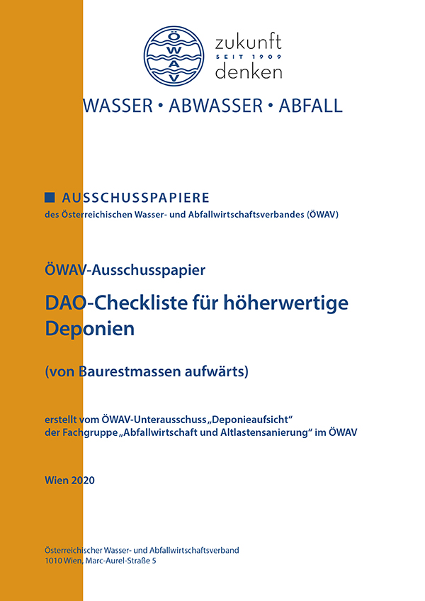 Cover ÖWAV-Ausschusspapier DAO-Checkliste für höherwertige Deponien