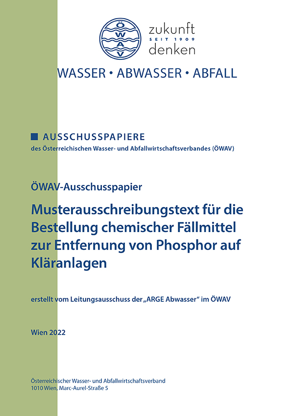 Cover ÖWAV-Ausschusspapier Musterausschreibungstext für die Bestellung chemischer Fällmittel
