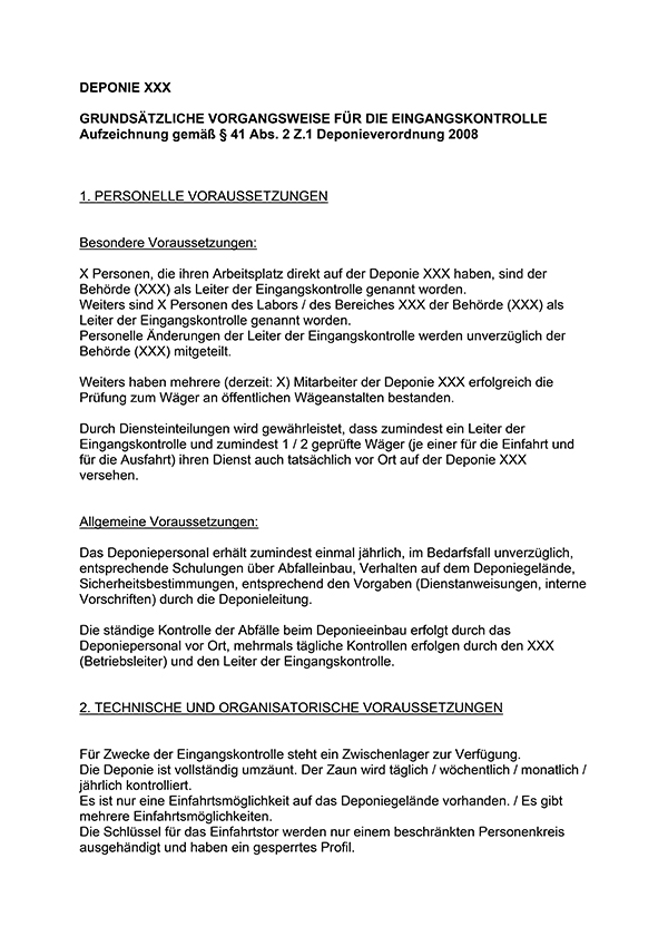 Erste Seite Publikation Grundsätzliche Vorgangsweise für die Eingangskontrolle