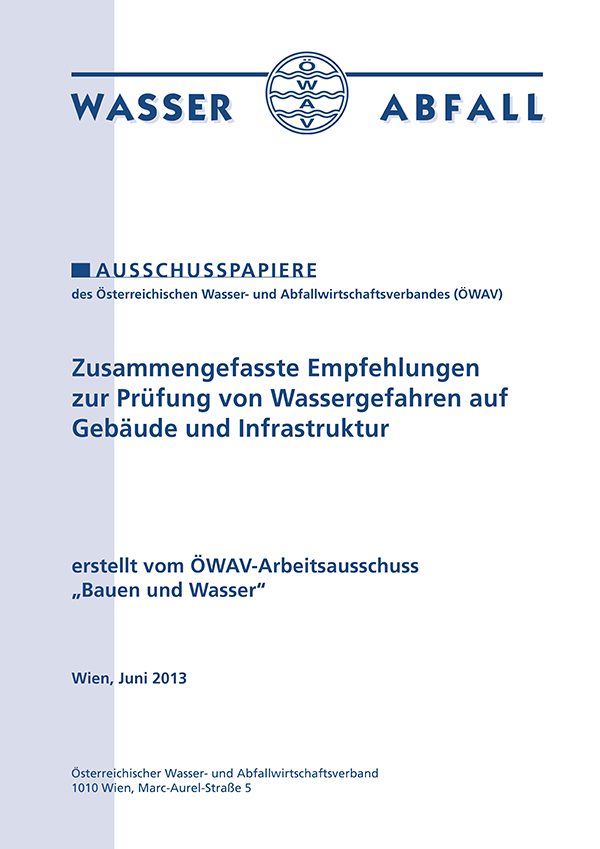 Cover ÖWAV-Ausschusspapier Prüfung von Wassergefahren auf Gebäude und Infrastruktur