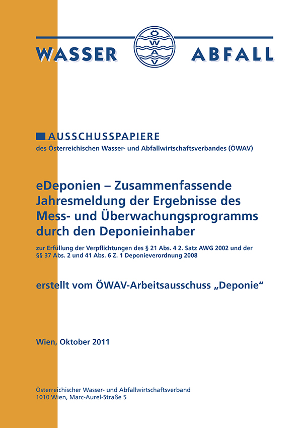 Cover ÖWAV-Ausschusspapier eDeponien