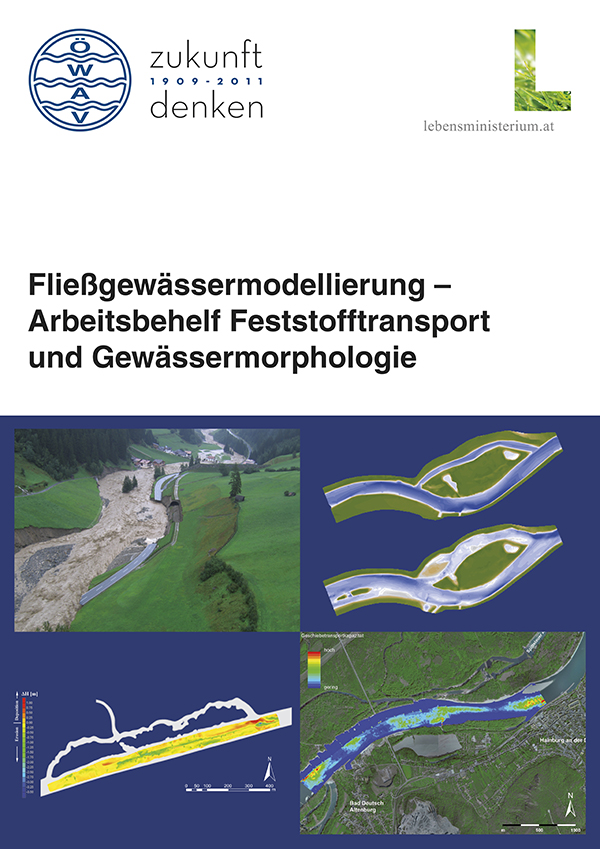 Cover Publikation Fließgewässermodellierung Arbeitsbehelf Feststofftransport und Gewässermorphologie