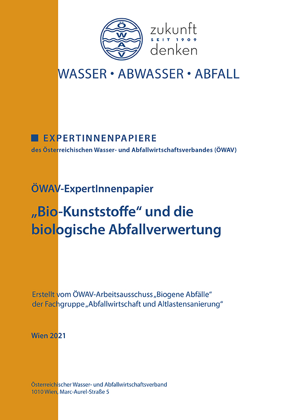 Cover ÖWAV-Expertinnenpapier Bio-Kunststoffe und die biologische Abfallverwertung