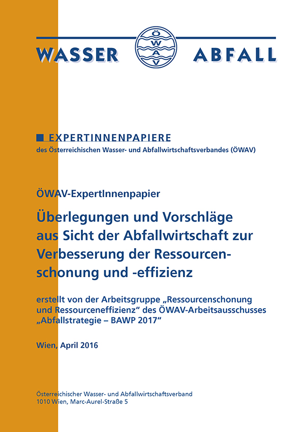 Cover ÖWAV-Expertinnenpapier Ressourschonung und -effizienz