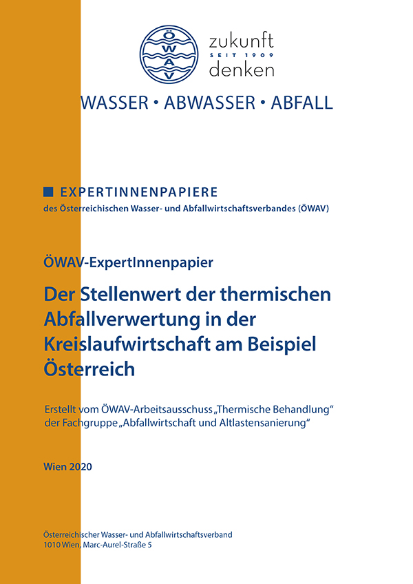 Cover ÖWAV-Expertinnenpapier Stellenwert der thermischen Abfallverwertung