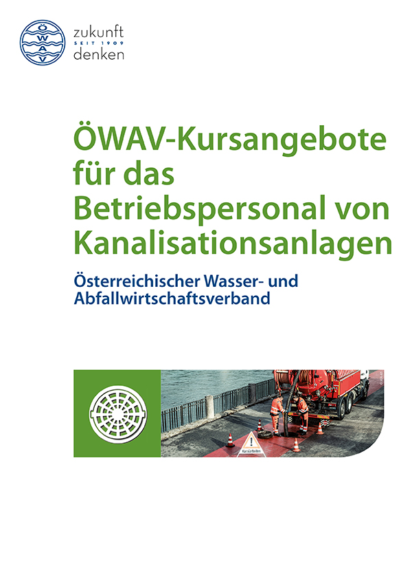 Cover Folder ÖWAV-Kursangebote für das Betriebspersonl von Kanalisationsanlagen