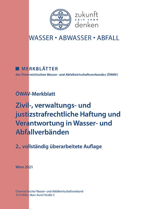 Cover ÖWAV-Merkblatt Zivil-, verwaltungs-- und justizrechtliche Haftung in Wasser- und Abfallverbänden