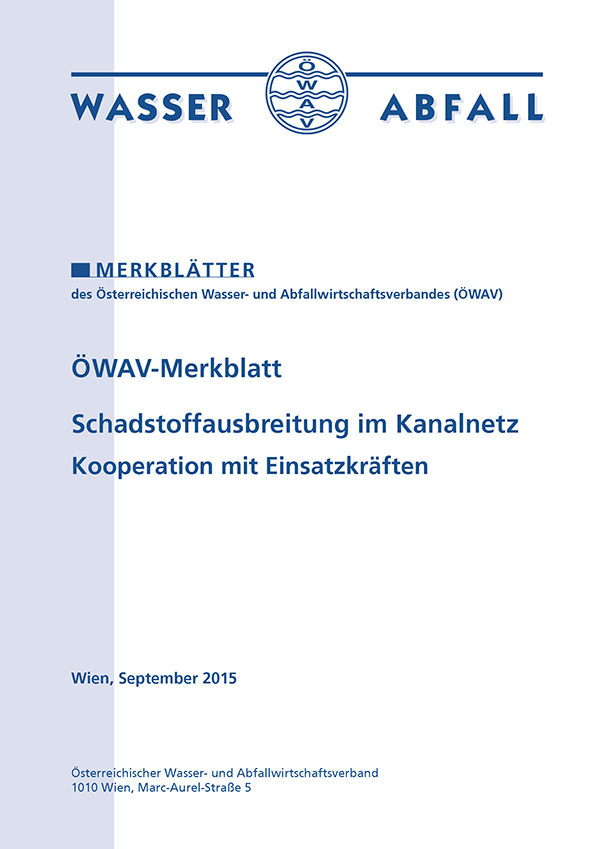 Cover ÖWAV-Merkblatt Schadstoffausbreitung im Kanalnetz