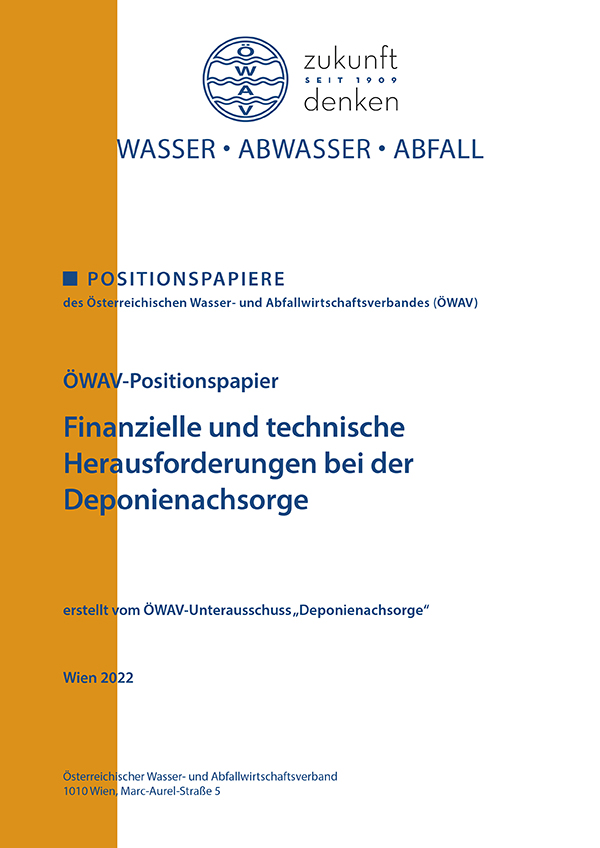 Cover ÖWAV-Positionspapier Finanzielle und technische Herauforderungen bei der Deponienachsorge