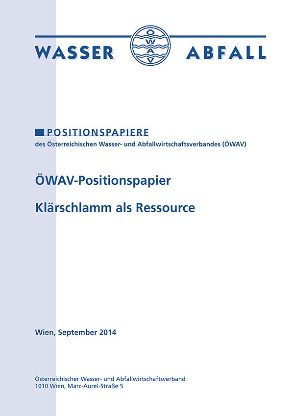 Cover ÖWAV-Positionspapier Klärschlamm als Ressource