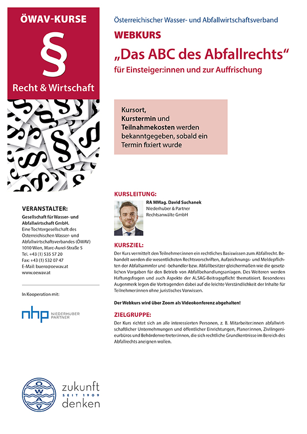 Cover Kursfolder Webkurs ABC des Abfallrechts