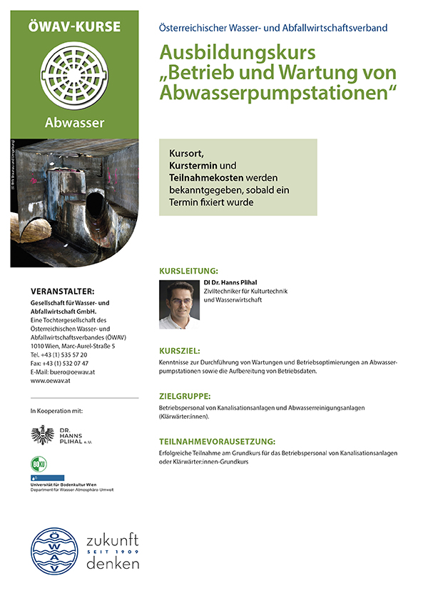 Cover Kursfolder Betrieb und Wartung von Abwasserpumpstationen
