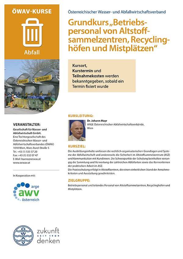 Cover Kursfolder Altstoffsammelzentren