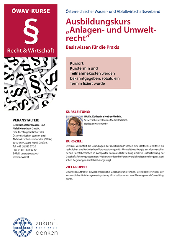 Cover Kursfolder Anlagen- und Umweltrecht