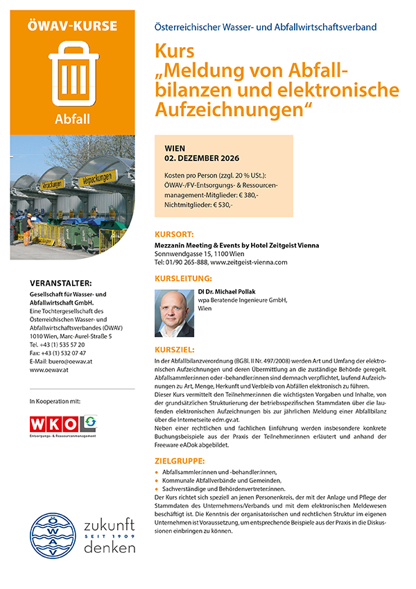 Cover Kursfolder Abfallbilanzen und elektronische Aufzeichnungen
