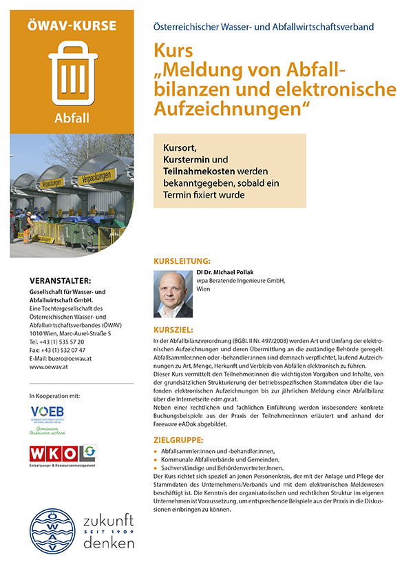 Cover Kursfolder Abfallbilanzen und elektronische Aufzeichnungen
