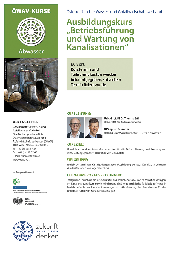 Cover Kursfolder Betriebsführung und Wartung von Kanalisationen