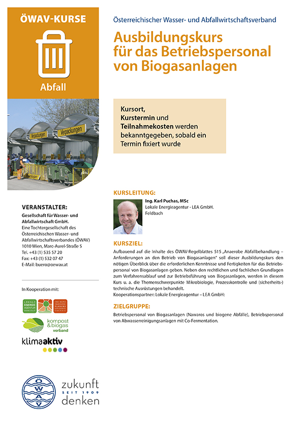 Cover Kursfolder Biogasanlagen