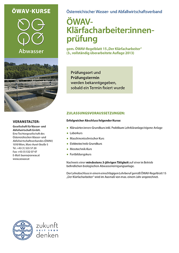 Cover Kursfolder Klärfacharbeiter:innenprüfung