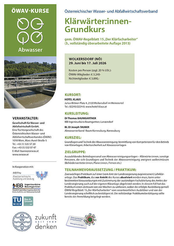 Cover Kursfolder Grundkurs für Klärwärter:innen