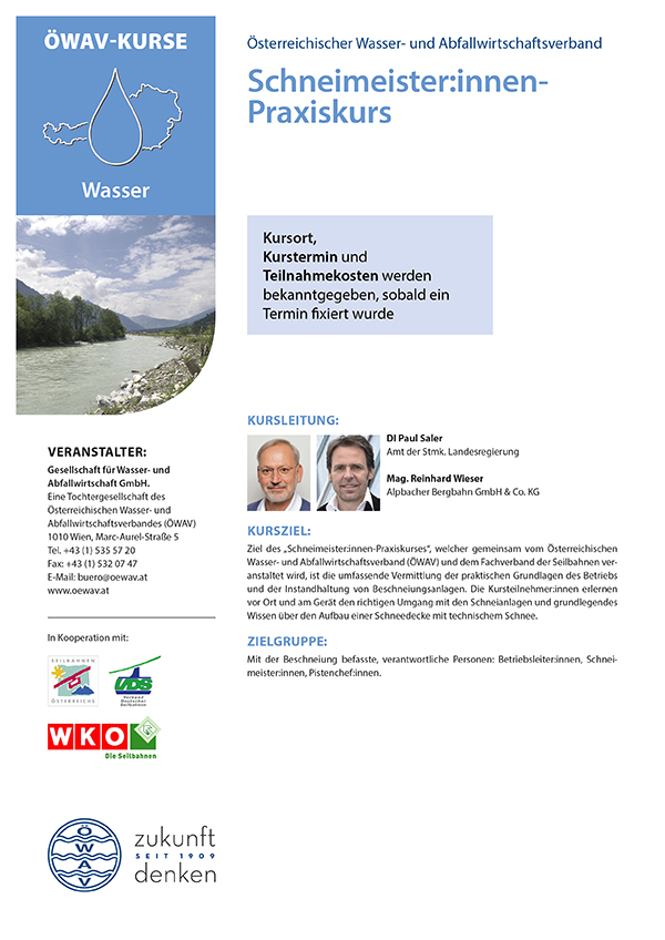 Cover Kursfolder Praxiskurs für Schneimeister:innen
