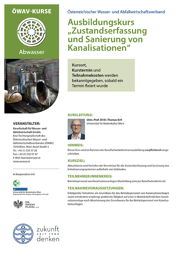 Cover Kursfolder Zustandserfassung Sanierung von Kanalisationen